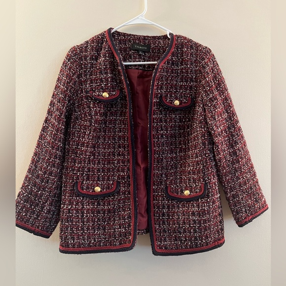 Talbots Navy and Red Tweed Blazer Coat - EUC - Size 8 - Picture 3 of 7